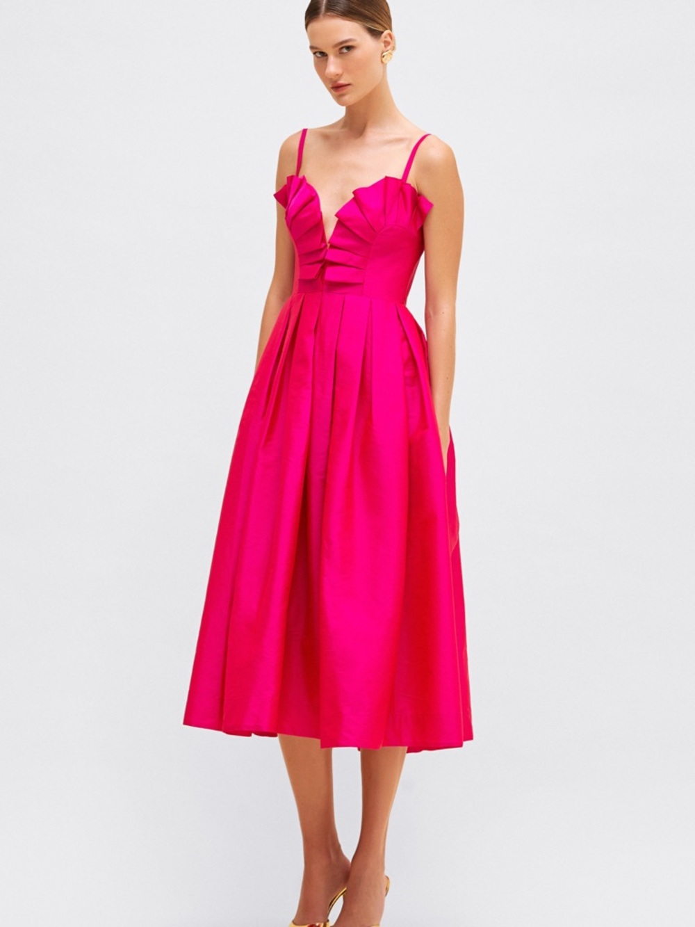 PatBO TAFFETA BLOOM MIDI DRESS